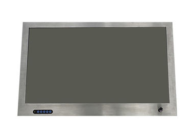 24 '' Monitor Stainless Steel Bagian Depan IP65 Tahan Air Dengan Tombol Kontrol Kecerahan