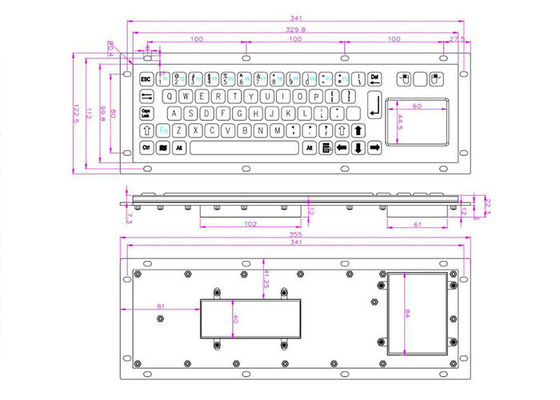 40counts/Mm Sus304 Industrial Metal Keyboard IP65 Brushed Stainless Steel Keyboard